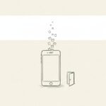 A sketch of a phone with a short stream of posts that ends, suggesting a feed with a clear stopping point.